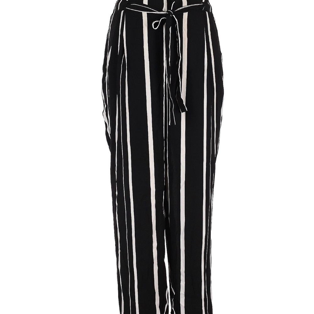 Ann Taylor Black and White Striped Pants